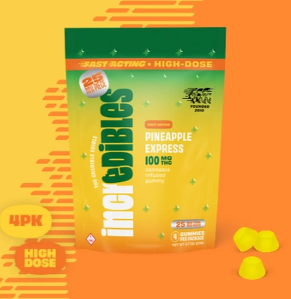 Gummies - Fast Acting Pineapple Express High Dose 4ct (100mg) Gummies - Fast Acting Pineapple Express High Dose 4ct (100mg)