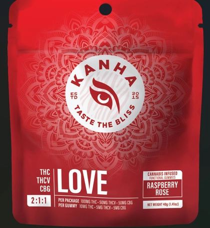  Nano FX Gummies - Love Raspberry Rose 2:1:1 THC:THCV:CBG 10pk (100mg)