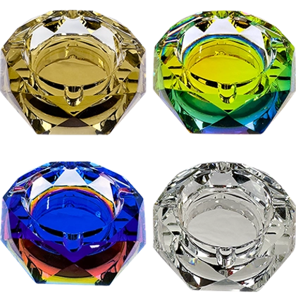 4"  Faceted Glass Ashtray