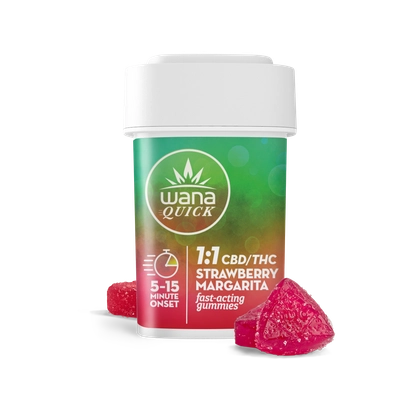 1:1 CBD/THC Strawberry Margarita Fast Acting Gummies 10pk - 100mg 1:1 CBD/THC Strawberry Margarita Fast Acting Gummies 10pk - 100mg