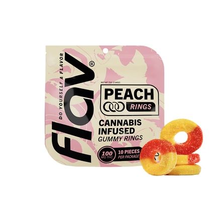  Rosin Peach Gummy Rings 10pk - 100mg