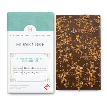 1:1 CBD/THC Toasted Coconut + Sea Salt Milk Chocolate Bar - 100mg